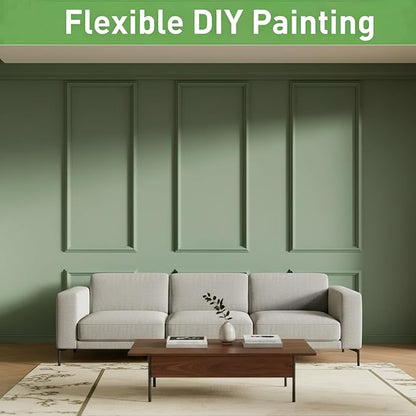 Peel and Stick Wall Molding, 6 Frame Pre-Cut Wainscoting Panels, Upgraded 1.37" Width, Ready-to-Assemble Molding Trim Decor for Living Room Bedroom Hallway Kitchen Island