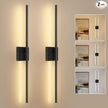 Battery Operated Wall Sconces Set of Two - Wireless Rechargeable Wall Light with Remote - Black LED Wall Lamp Dimmable Modern Home Decor for Bedroom Living Room 31.5 Inch (2 Pack)