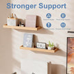 Oak Floating Shelves with Raised Lip, Wooden Wall Shelves for Bedroom Living Room Kitchen, Modern Bathroom Shelves for Wall, Decor Floating Shelves for Storage Display (Set of 2, 15.7 Inch)