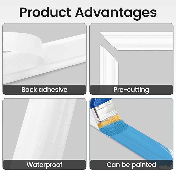 Peel and Stick Wainscoting Panels Kit, 3 Sets 16''x24'' Premade Wall Molding Peel and Stick Panels for Interior Wall Trim, Easy DIY Wainscoting Panels Peel and Stick Decor