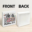 Christian Easter Decor He Is Risen Matthew 28:6 Wooden Sign, Religious Bible Verse Bunny Cross Design, Rustic Farmhouse Easter Desk Decorations for Home Living Room Shelf Plaque