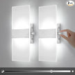 LIGHTESS Dimmable Wall Sconces Set of 2 with Dimmer Switch, Modern LED Wall Lamp 12W for Hallway Bedroom Living Room, Cool White, HS821-2