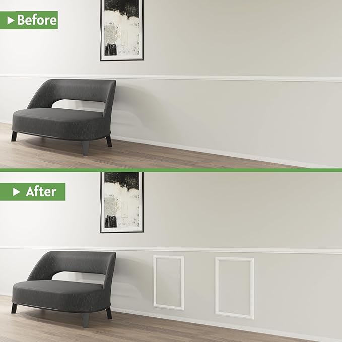 Peel and Stick Wall Molding, 2 Set 16" x 24" Premade Wainscoting Panels, Ready-to-Assemble Wall Trim, Paintable Molding Trim Decor for Interior Walls Door Picture Frame
