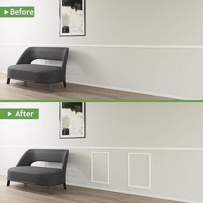 Peel and Stick Wall Molding, 2 Set 16" x 24" Premade Wainscoting Panels, Ready-to-Assemble Wall Trim, Paintable Molding Trim Decor for Interior Walls Door Picture Frame