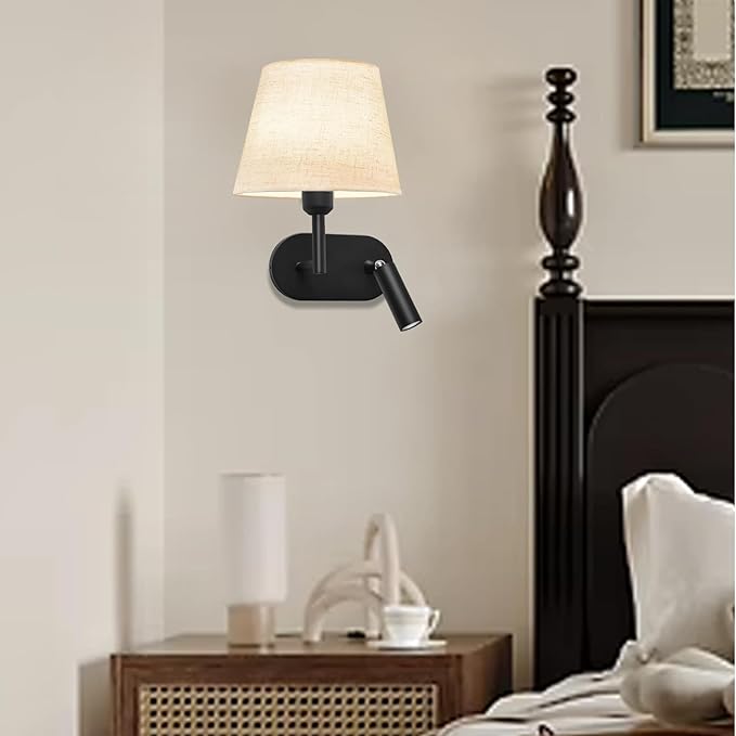 Battery Operated Wall Sconces Set of Two, Wireless Black Wall Lights with 10000mAh RGB Rechargeable Bulb and Remote Control, Sconces Wall Decor for Bedroom Living Room 11.2 in