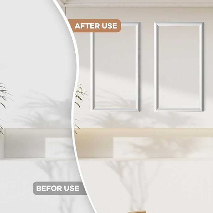 PALMPOP Peel and Stick Wall Molding Kit of 3 Frames,Premade Accent Wainscoting Panels, Ready to Molding Trim for Living Room Bedroom Corridor Home Interior Wall Panel Decor (24x16in)