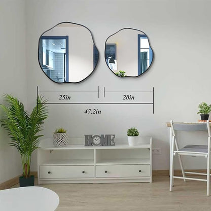 POZINO Irregular Mirror, 20" Asymmetrical Wall Mirrors, Scalloped Rounded Mirror, Modern Frameless Abstract Mirrors for Living Room Bedroom Bathroom Entryway Hallway Fireplace
