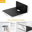 Small Floating Shelves for Wall, 5 Inch Metal Wall Shelves - Adhesive Installation, Display Ledges Set of 2, Perfect for Echo, Cameras, Mini Decor, Funkos, Figurines (Black)