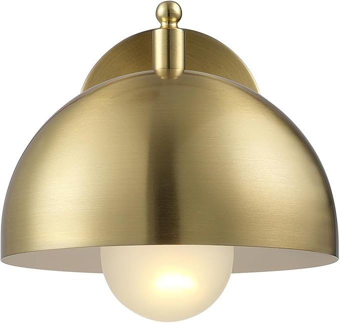 Globe Electric 65000048 1-Light Wall Sconce, Brushed Brass, Wall Lights for Living Room, Bedroom, Den, Mounted Bedside Lamp, Apartment Essentials, Dimmable, Lights for Apartment and Rentals