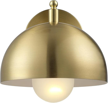 Globe Electric 65000048 1-Light Wall Sconce, Brushed Brass, Wall Lights for Living Room, Bedroom, Den, Mounted Bedside Lamp, Apartment Essentials, Dimmable, Lights for Apartment and Rentals
