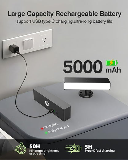 iThird Rechargeable Battery Operated Wall Sconce Set of 2: Wireless Black Wall Lights Battery Powered Magnetic 360° Rotation Cordless Scone Adhesive LED Wall Mount Lamp for Bedroom Reading Picture RV