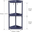 Orimade Rustproof 3 Tier Floor Standing Corner Shower Caddy Organizer, Plastic Metal Splicing Floor Corner Shelf Rack Stands for Bathroom, Bluish-Purple