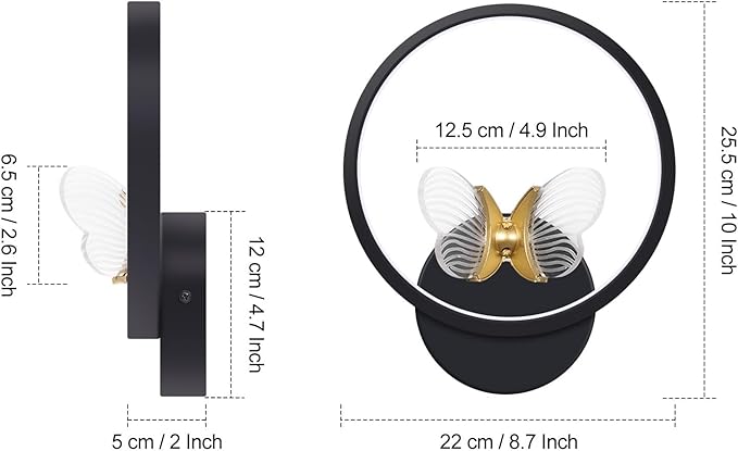 XEYOU 16W Modern Wall Sconce Lighting Indoor LED Creative Wall Light Fixture Butterfly Shape Decoration Wall Lamp for Living Room Bedroom Stair Corridor