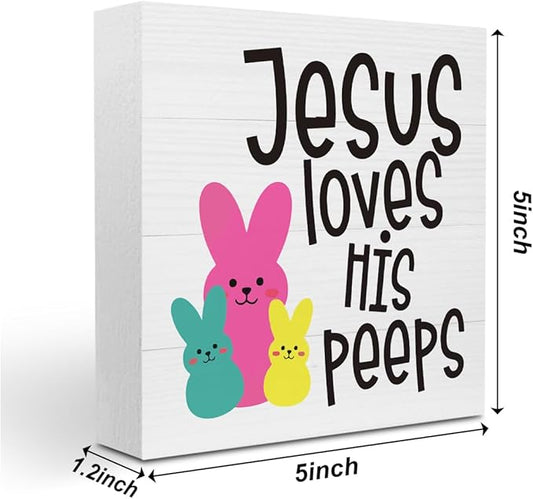 Easter Decor Indoor Easter Party Jesus Decorations Farmhouse Easter Peeps Bunny Rabbit Egg Sign for Home Bathroom Room Badroom Table Mantle Office Dessk Decor