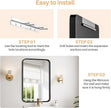 Bathroom Mirror for Wall, 30x22 Inch Rectangle Mirror, Matte Black Metal Framed Bathroom Vanity Mirror for Restroom Farmhouse, Anti-Rust, Tempered Glass, Horizontally or Vertically Hanging