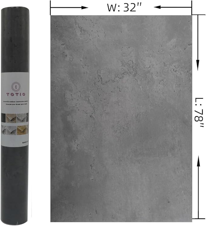 32x78inch Extra Wide Grey Concrete Wallpaper Peel Stick Dark Cement Look Contact Paper Matte Thicken Adhesive Waterproof Vinyl Wall Stickers for Apartment Office Modern Industrial Style Charcoal Gray