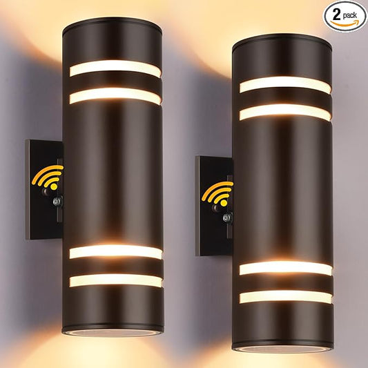 Housen Solutions Dusk to Dawn Outdoor Wall Lights 2 Pack, Waterproof Exterior Lighting Fixtures, Up Down Porch Light Outside for House Garage, Bronze