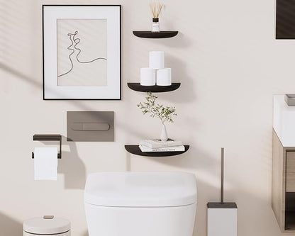 Solid Wood Half Round Floating Wall Shelves | Elegant Floating Shelves, Elevate Your Space. Perfect for Living Rooms, Bathrooms, Bedrooms, Offices, Children's Rooms Black