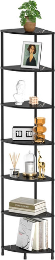Book Corner Shelf, 7 Tier Corner Bookshelf Display for Living Room Decor, 64.7