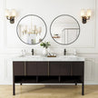 VooBang Black Round Bathroom Mirror, 24 inch Circle Wall Mounted Hanging Mirror with Simple Modern Circular Metal Frame for Hallway, Entryway, Living Room, Black Frame