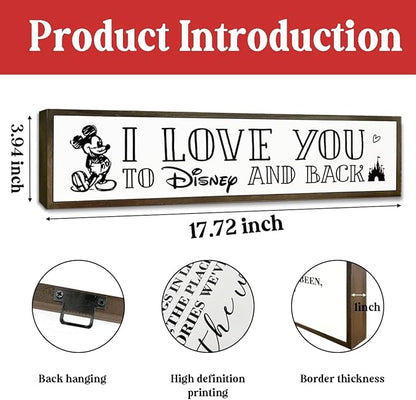 Love Sign Decor, Decorative Signs and Plaques, Wooden Box Signs for Home Decor, Master Bedroom Decors, Farmhouse Wall Decoration, Desk Decors Art, I Love You to Disney and Back Sign