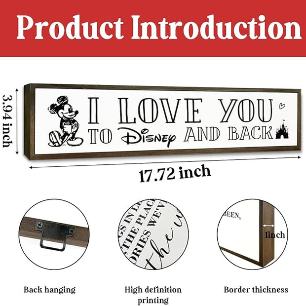 Love Sign Decor, Decorative Signs and Plaques, Wooden Box Signs for Home Decor, Master Bedroom Decors, Farmhouse Wall Decoration, Desk Decors Art, I Love You to Disney and Back Sign