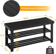 Apicizon Bamboo Shoe Rack for Entryway, 3-Tier Shoe Rack Bench for Front Indoor Entrance, Small Shoe Organizer with Storage, 35.4 Inches, Black