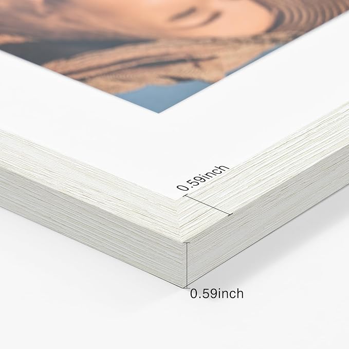 Vittanly 8x10 Picture Frames Set of 4, Display Pictures 5x7 with Mat or 8x10 without Mat, Gallery Frame Set for Wall or Tabletop Display, Engineered Wood with Shatter Resistant Plexiglass, Whitemist