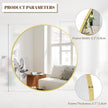 BEAUTYPEAK 20 Inch Round Mirror, Metal Frame Circle Mirror, Wall Mounted for Entryway, Bathroom, Vanity, Living Room, Gold