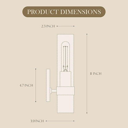 Wall Sconce Set of Two, Hardwired Bathroom Wall Sconces Lighting with Clear Glass, Modern Wall Sconces Set of 2 Wall Light fixtures for Bathroom Mirror Living Room Hallway Bedroom(Gold)