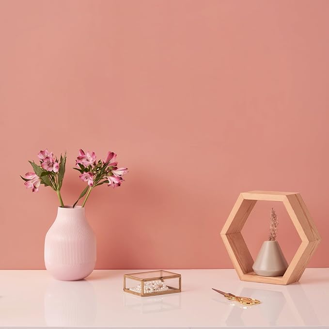 VEELIKE Thick Peach Pink Peel and Stick Wallpaper Pink Contact Paper for Cabinets Walls Desk Shelves Removable Self Adhesive Vinyl Peach Wallpaper for Girls Room Bedroom Nursery Dorm 15.7''x354''