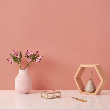 VEELIKE Thick Peach Pink Wallpaper Peel and Stick Pink Contact Paper for Cabinets Desk Furniture Walls 24''x118'' Removable Self Adhesive Peach Color Wallpaper for Girls Room Bedroom Nursery Dorm