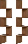 HOOBRO Corner Shelf Wall-Mounted, Set of 2 Floating Corner Shelves for Wall, 4-Tier Corner Bookshelves for Living Room, Bedroom, Bathroom, Home Office, Walnut WL25BJP201