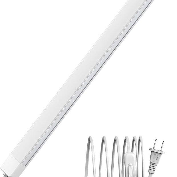 ASOKO 16 Inch Under Cabinet Lights,Plug and Play Under Counter Lighting,6000K Cool White with 700LM Bright,ETL Light Bar with ON/Off Switch for Kitchen,Under Desk,Workbench