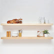 Homeforia 60 inch Natural Floating Shelf, High End Solid Real Wood 60inch Small Floating Shelves for Wall Mounted, Natural Wooden Floating Shelves, Heavy Duty Bracket, 60 X 6.5 X 1.75 in, Set of 3