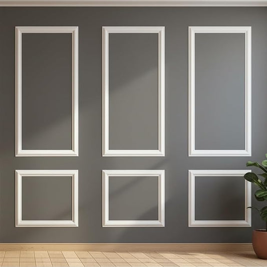 Peel and Stick Wall Molding, 6 Frame Pre-Cut Wainscoting Panels, Upgraded 1.37" Width, Ready-to-Assemble Molding Trim Decor for Living Room Bedroom Hallway Kitchen Island