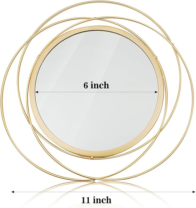 Cityelf 2 Set 13.3'' Gold Circle Mirrors Wall Decor Iron Frame Round Wall Art Hanging for Living Room/Bedroom/Bathroom/Entryway (Medium Size 13.3 inch)