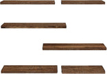 AMADA HOMEFURNISHING Long Wall Shelves, Rustic Farmhouse Style, Wood Floating Shelves for Wall Decor, Bathroom & Bedroom Storage, Living Room Book Shelves, Brown - 6pcs