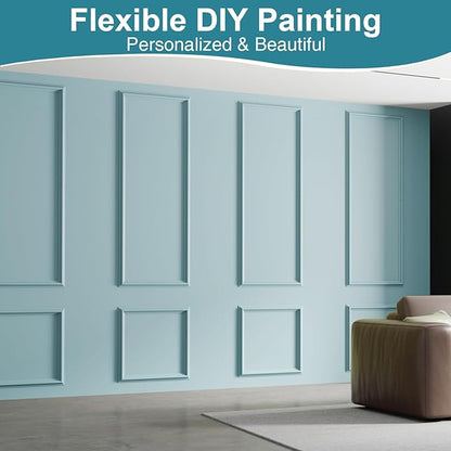 Precut Wall Molding Kit - Paintable Wainscoting Panels Ready-to-Assemble Accent Wall Kit, Modern Molding Trim Decor for Living Room Bedroom Hallway Kitchen Island (3 Set 56 x 23 in)