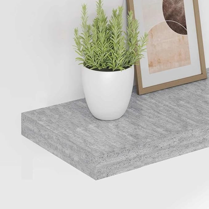 Gray Honeycomb MDF Floating Wall Shelf 35.4 Inches Long with Metal Mounting Hardware for Modern Home Storage and Display