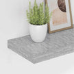 Set of 2 Concrete Grey Honeycomb MDF Floating Wall Shelves with Invisible Mounting System for Modern Home Office Decor and Display Storage