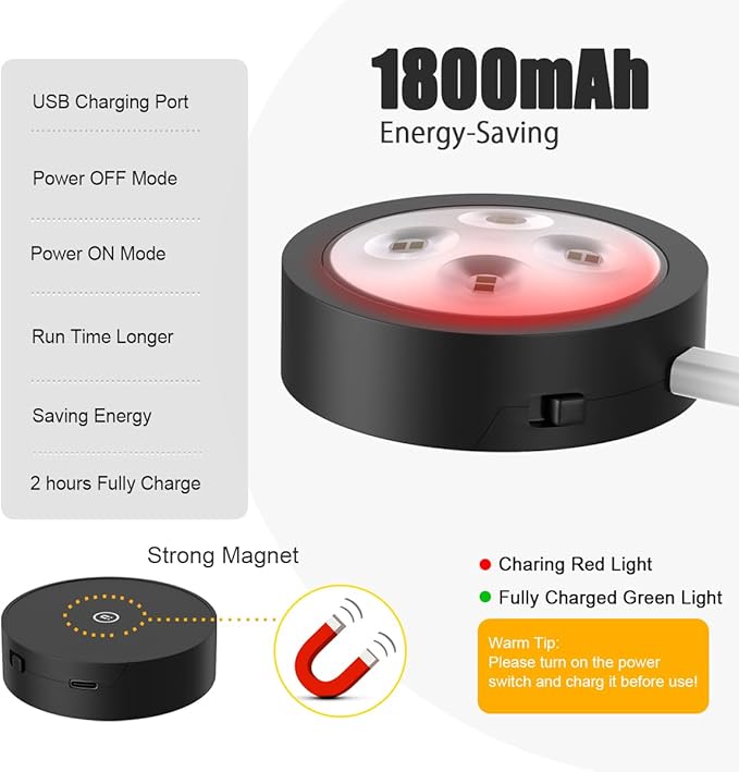 Picture Lights Rechargeable Battery Operated Wall Art Lights,Wireless Magnetic Painting Light with Remote,LED Timer&Dimmable Picture Frame lights for Artworking Picture Wall Decor(Black, 3Pack)