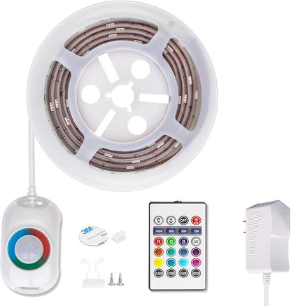WILLED RGB LED Strip Lights, Under Bed Light Motion Activated Sensor, RF Remote Control with Timer, Color Changing Strip Lighting for Bed, Stairs, Shelf, Desk, Cabinet and Party Decoration