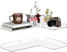 11.4x16 Inch Acrylic Corner Floating Shelf Set of 2, White Corner Wall Shelf for Home Décor, Speakers, Security Cameras, Toileries, Plants, Figures, Cosmetics, Books