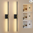Battery Operated Wall Sconces Set of Two - Wireless Rechargeable Wall Light with Remote - Black Gold LED Wall Lamp Dimmable Modern Home Decor for Bedroom Living Room 31.5 Inch (2 Pack)