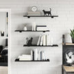 Set of 4 Wall Mounted Floating Shelves, 31.5 x 11.8 Inch Engineered Wood Display Shelf for Living Room, Kitchen, Bedroom, Black Matte Finish Storage Organizer