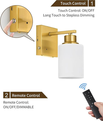 Rechargeable Wall Sconce, Gold Battery Operated Wall Sconce Set of 2 with Timer Function, Easy Install Dimmable Wireless Wall Lamps for Living Room, Bedroom, Hallway, Entryway Decor 3000K