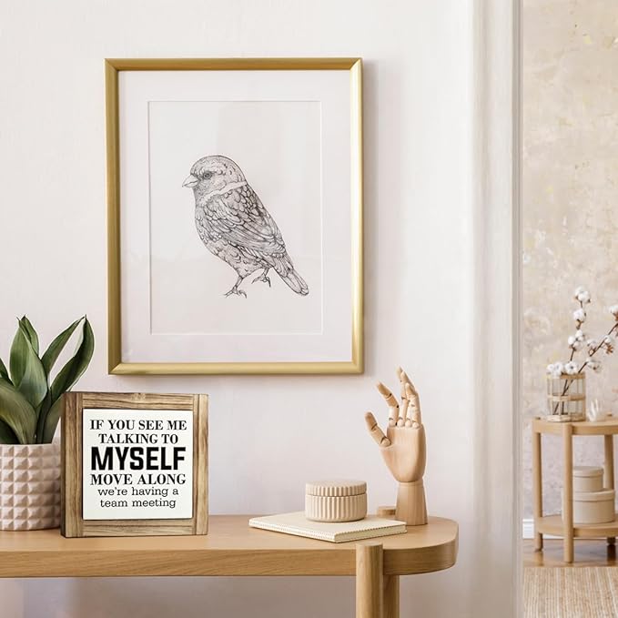 Rustic Office Meeting Sign - Wooden Desk Decor, 5.9 * 5.9 inches