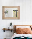 Rectangle Mirror Retro Wooden Wall-Mounted Mirrors Farmhouse Bedroom Bathroom Vanity Entrance Decorative Antique Hanging Mirror Large 26
