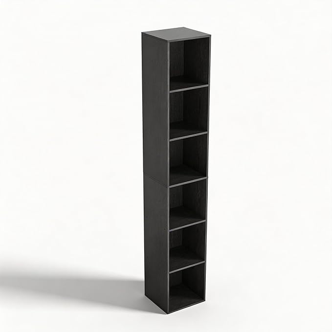 6 Cube Storage Organizer, 6 Tier Cube Low Bookcase Freestanding Storage Display Organizer, Six-Cubes Open Shelf Bookshelf for Home Office (Black, 6-Cube)
